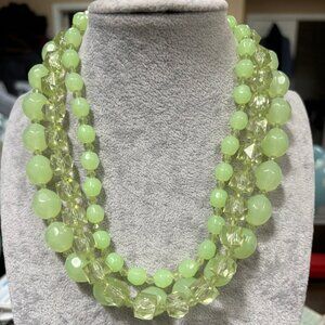 Three Layers Green Facted Lucite Bead Necklace